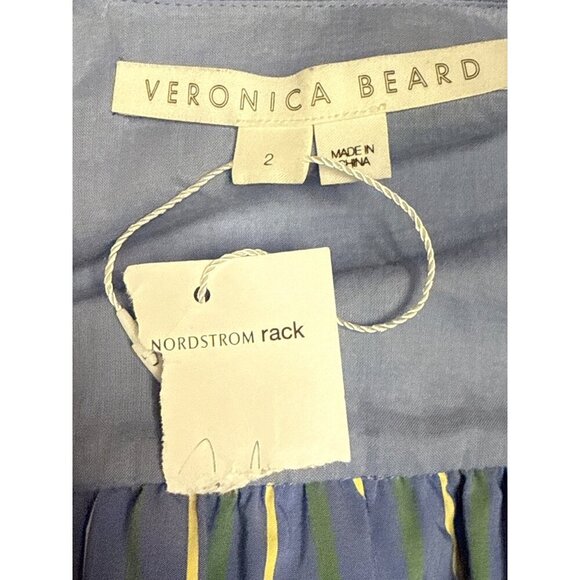 Veronica Beard Teagan Women's Dress Stripe Ruched  Midi Blue Viscose Size 2 NEW - Picture 10 of 13